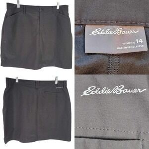 Eddie Bauer Women's Gray Skort Size 14 Hiking Stretch Pockets Shorts Skirt